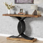 Table console moderne noire/dorée avec plateau en faux marbre, table d'entrée en bois de 99 cm avec pieds métalliques géométriques