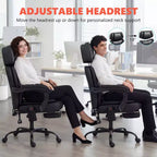 Chaise de bureau de massage vibrante HOMCOM à dossier haut, fauteuil d'ordinateur inclinable et chauffant avec repose-pieds, appui-tête réglable