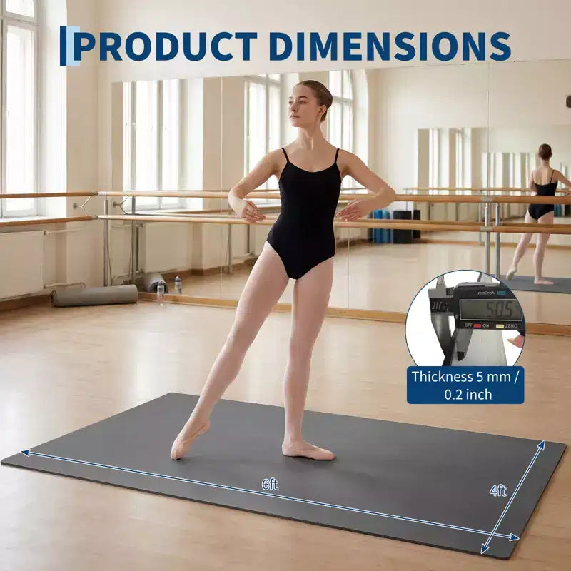 Tapis de danse portable en PVC 4x6, tapis de danse antidérapant et résistant aux rayures de 5 mm d'épaisseur pour ballet, jazz, claquettes, yoga, pilates et exercices à domicile
