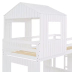 Lit superposé en bois Luxystar avec maisonnette, toboggan et barrières de sécurité, double sur grand lit