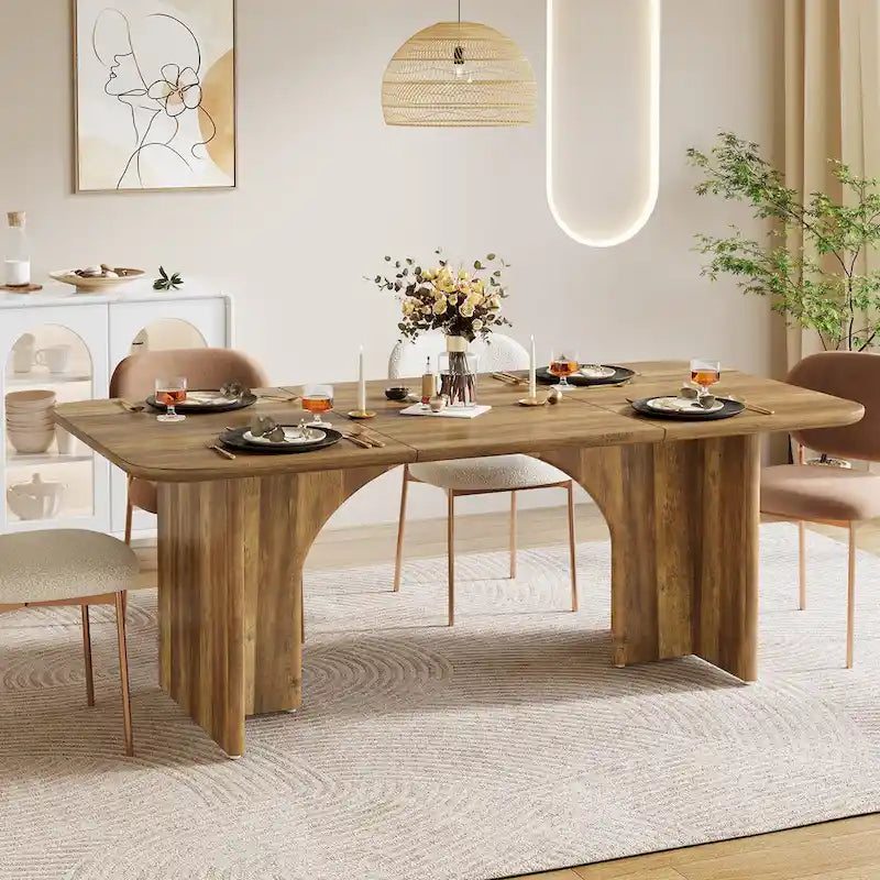 Grande table de salle à manger de 160 cm pour 4 à 6 personnes, table de cuisine rectangulaire moderne