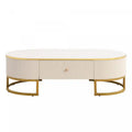 Table basse ovale en bois composite de 47,2 po avec tiroirs de rangement