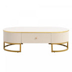 Table basse ovale en bois composite de 47,2 po avec tiroirs de rangement