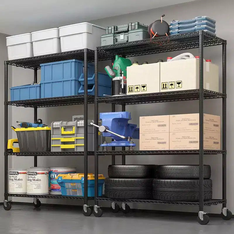 Étagère métallique de rangement robuste avec roulettes, 2500 lb, certifiée NSF