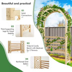 Costway Banc de jardin en bois avec arche de pergola et treillis pour patio/dossier