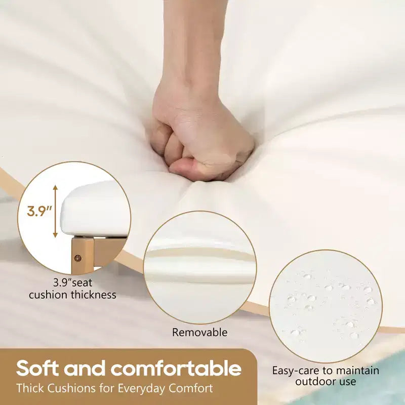 Chaise longue d'extérieur Merax en acacia 5 positions avec coussins épais