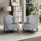 2 fauteuils d'appoint à dossier haut traditionnels, revêtus de tissu