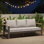 Salon de jardin en aluminium, canapé d'extérieur modulable avec 5 coussins épais, 4 accoudoirs et table basse pour jardin, terrasse, arrière-cour