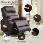 Fauteuil inclinable électrique avec fonction releveur, massage et chauffage Bestier 34,6 po, fauteuil inclinable en similicuir avec poches latérales et porte-gobelets