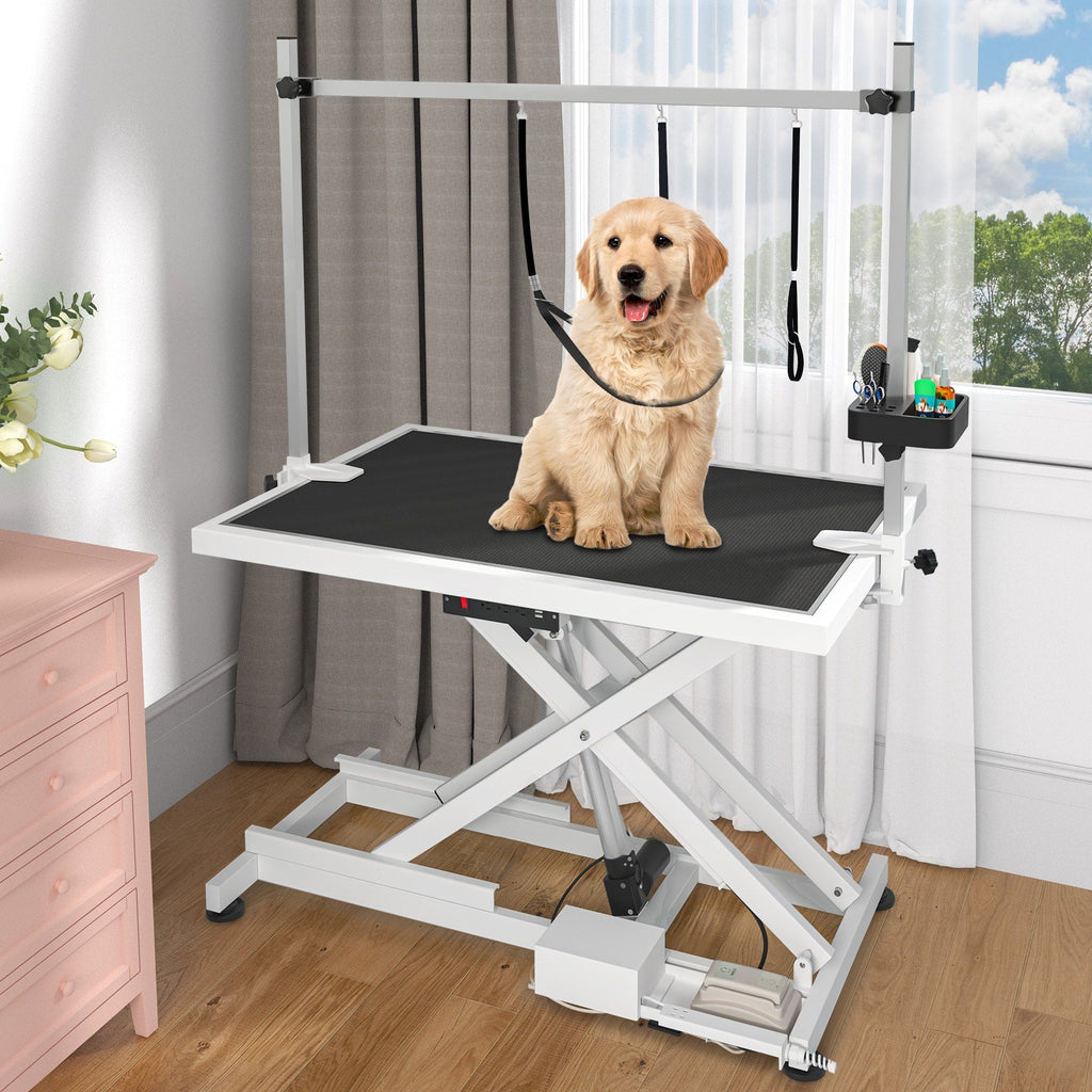 Table de toilettage professionnelle électrique pour grands chiens - Table de toilettage robuste pour animaux de compagnie avec bras de toilettage en aluminium - 50W