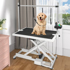 Table de toilettage professionnelle électrique pour grands chiens - Table de toilettage robuste pour animaux de compagnie avec bras de toilettage en aluminium - 50W