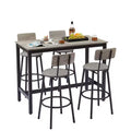 Ensemble de salle à manger 5 pièces, ensemble table de bar avec 4 tabourets rembourrés, dossier en bois, repose-pieds en forme d'anneau, pour salon, bureau, salle à manger