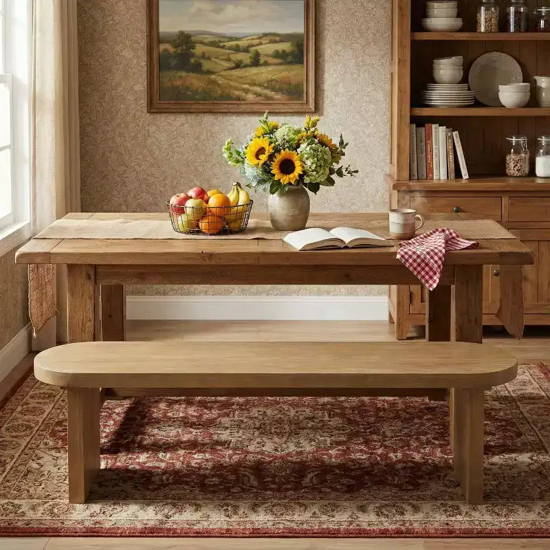 Banc de salle à manger en pin de style campagnard Chaeryeong de Christopher Knight Home avec coins arrondis