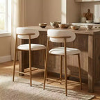 Tabouret de bar hauteur comptoir avec assise rembourrée et pieds en métal, chaise d'îlot de cuisine moderne de 26,3 pouces