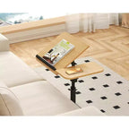 1 Table d'appoint en C, Table de lit à roulettes réglable en hauteur, Table de canapé multi-usage et Bureau d'ordinateur portable pour petits espaces