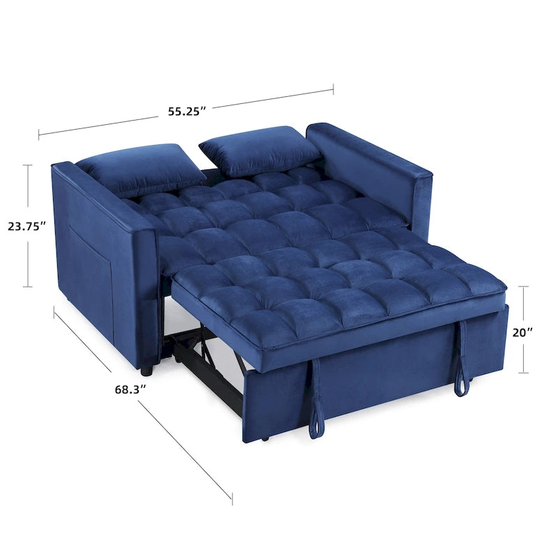 Canapé-lit convertible tufté à tiroir classique de 55 de largeur - 55L x 68P x 20H
