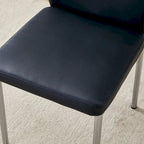 Ensemble de 6 chaises de salle à manger de luxe simples en PU haute résilience avec pieds en métal argenté, chaises d'appoint sans accoudoirs pour cuisine