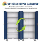 Armoire de rangement à casiers 72 H – Armoire métallique robuste avec 2 portes et 4 étagères réglables, organisateur utilitaire verrouillable pour garage et bureau – Bleu