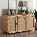 Meuble de rangement 3 portes en rotin naturel Bohème Evania