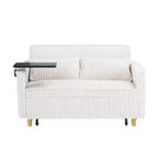 Canapé convertible gain de place TUYOHW, canapé-lit en velours côtelé avec plateau de table mobile et port USB, causeuse multifonctionnelle pour salon