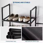 Étagère à chaussures robuste en métal à 10 niveaux avec étagères en tissu amovibles, organiseur d'angle haut et peu encombrant pour placard, entrée, salon
