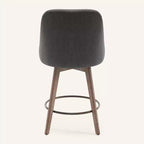Lot de 4 tabourets de bar pivotants à hauteur de comptoir Bekrvio 26 po avec dossiers et pieds en bois, tabourets de bar rembourrés en tissu lin/similicuir pour îlot de cuisine