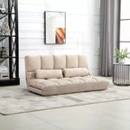 Canapé-lit convertible au sol, lit pliant, chaise longue d'appoint avec 2 oreillers, dossier et appuie-tête réglables, 130 cm de long