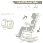 Costway Lot de 2 chaises à bascule en bois, finition brillante, blanc/café