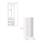 18.9 Armoire moderne à deux portes avec deux tiroirs inférieurs et tringle de suspension pour chambre à coucher