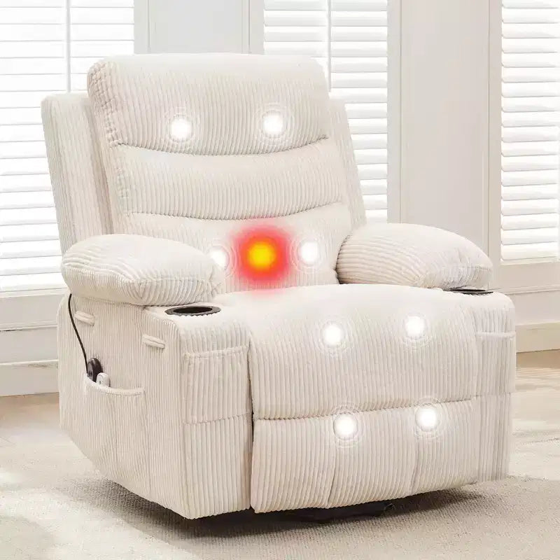Fauteuil inclinable releveur avec massage et chauffage, fauteuils inclinables électriques surdimensionnés, siège de cinéma maison avec 2 porte-gobelets latéraux, fauteuil simple inclinable à bascule