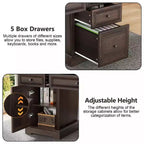 Bureau exécutif 60 po de style campagnard pour bureau à domicile – Bureau d'écriture en bois avec tiroirs, rangement d'armoire, bureau rustique pour le travail et les études