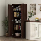 Garde-manger de cuisine 2 portes de 160 cm, meuble de rangement autoportant avec 5 étagères et 2 étagères réglables pour salle à manger