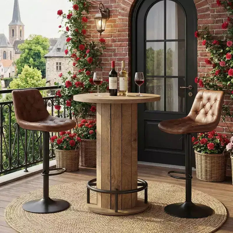 Table de bar bistrot ronde style industriel-ferme pour la maison, le café et le bureau, montage facile