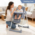 Chaise haute pliable pour bébés et tout-petits, chaise haute en cuir PU avec dossier réglable, hauteur d'assise, plateau amovible, harnais de sécurité 5 points et roues verrouillables
