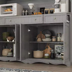 Famapy 61.2W Armoire de rangement grise Buffet Vaisselier de cuisine avec garniture de base ornée : Alliance d'élégance et d'utilité