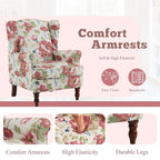 Fauteuil d'appoint moderne Erommy, fauteuil à dossier haut, canapé simple en tissu rembourré avec boutons et pieds en bois pour salon