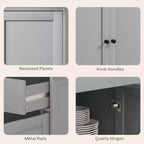 Buffet bas HOMCOM avec rangements, Meuble de cuisine moderne avec 4 portes, 2 tiroirs et 2 étagères réglables, Meuble de bar à café