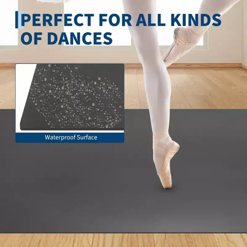 Tapis de danse portable en PVC 4x6, tapis de danse antidérapant et résistant aux rayures de 5 mm d'épaisseur pour ballet, jazz, claquettes, yoga, pilates et exercices à domicile