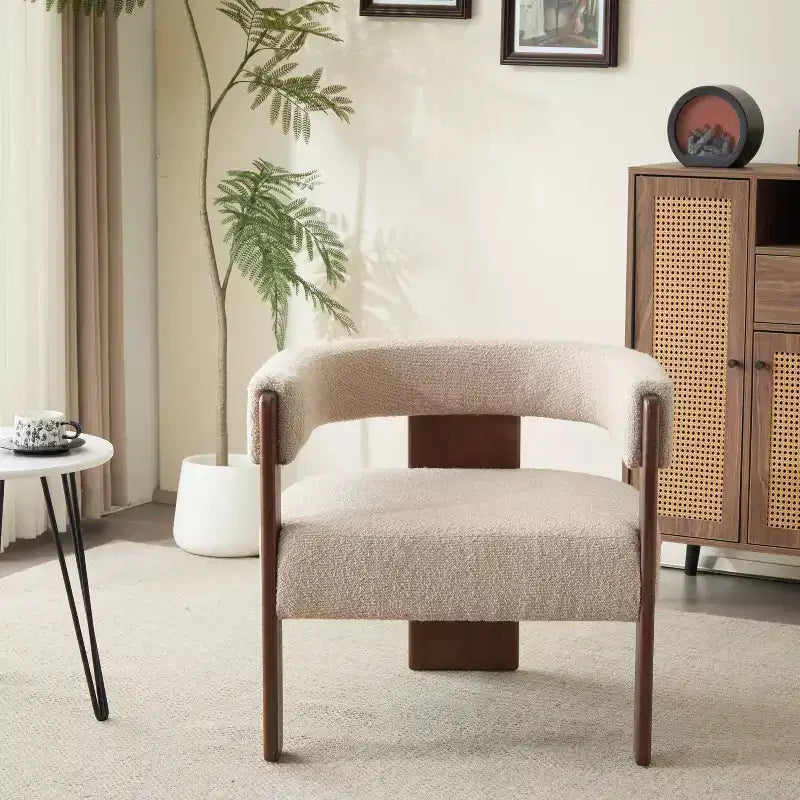 Fauteuil d'appoint rembourré en bois d'hévéa moderne Noah Christopher Knight Home