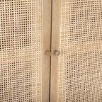 Grier Enfilade 4 portes en bois massif brun clair et cannage - 72,0L x 18,0l x 31,0H