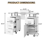 Table de manucure avec collecteur de poussière, roulettes verrouillables, repose-poignet et rangement pour la maison, les prothésistes ongulaires et les salons de beauté
