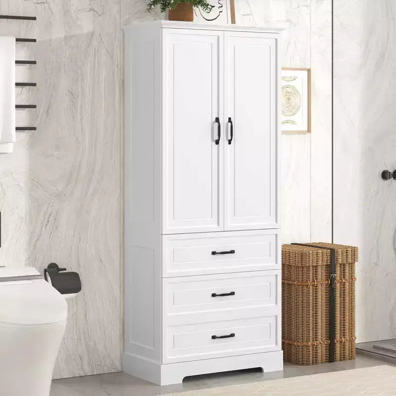 Meuble de rangement de salle de bain, meuble sur pied avec étagère réglable, 2 tiroirs et 2 portes pour salle de bain, bureau, cuisine, salon, chambre à coucher