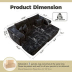 HOOOWOOO Canapé d'angle moderne en peluche avec pouf amovible
