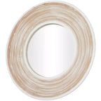 Miroir mural en bois 35x35 avec effet blanchi crème - Olivia & May : Aucun assemblage, cadre en MDF, usage intérieur