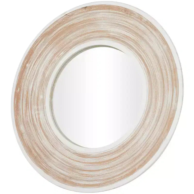 Miroir mural en bois 35x35 avec effet blanchi crème - Olivia & May : Aucun assemblage, cadre en MDF, usage intérieur