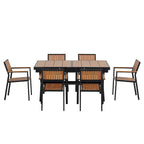 Ensemble de salle à manger d'extérieur extensible 7 pièces avec table extensible et 6 fauteuils