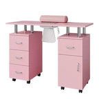 Table de manucure avec collecteur de poussière, roulettes verrouillables, repose-poignet et rangement pour la maison, les prothésistes ongulaires et les salons de beauté