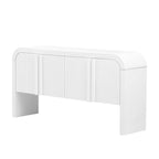 Buffet de rangement arqué avec 4 portes à rayures et étagères réglables, armoires d'entrée modernes avec pieds en pin