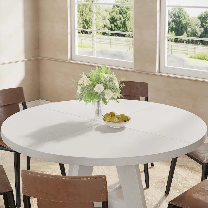 Table à manger ronde de 47 pouces pour 4 personnes, table de salle à manger en bois pour cuisine, salle à manger, salon - N/A