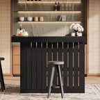Bar de salon en L Lantine, bar à liqueurs d'angle à 4 niveaux avec étagères de rangement et porte-verres à vin pour pub à domicile